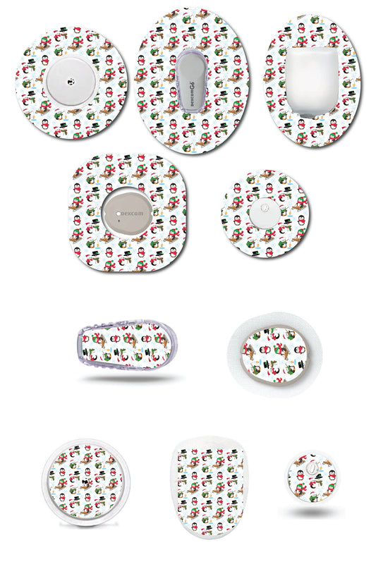 Santa Critters Continuous Glucose Monitor (CGM) Decorative Over Patch and Sticker/Tattoo Set