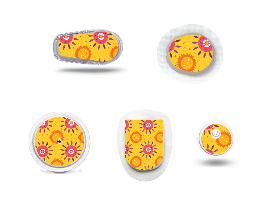 Abstract Sun Tattoo-Stickers for Freestyle LIbre, Dexcom, Omnipod Continuous Glucose Monitor patches and stickers