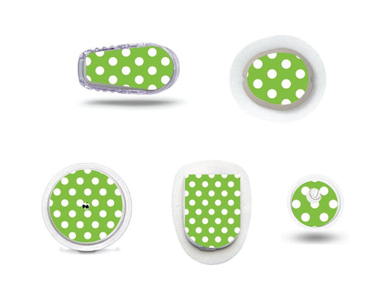 Green Polka Dot Tattoo-Stickers for Freestyle LIbre, Dexcom, Omnipod Continuous Glucose Monitor patches and stickers