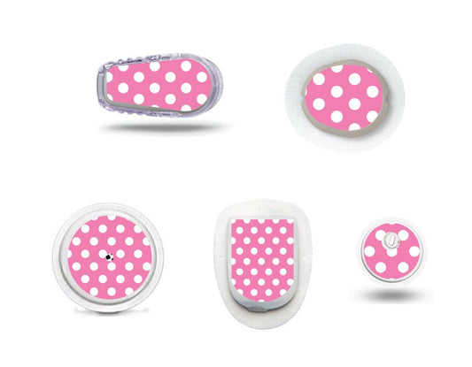 Pink Polka Dot Tattoo-Stickers for Freestyle LIbre, Dexcom, Omnipod Continuous Glucose Monitor patches and stickers