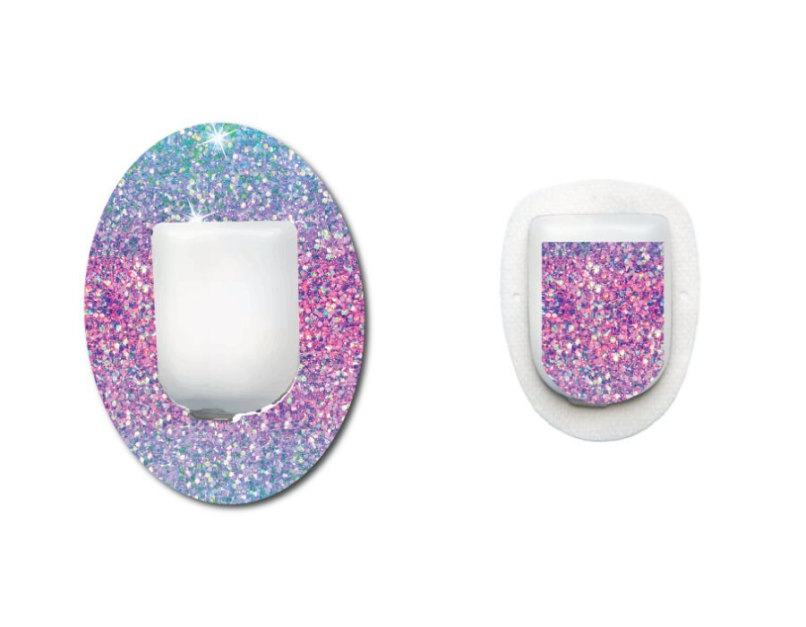 Ombre Pink Purple Glitter Look CGM patch for Freestyle LIbre, Dexcom, Omnipod Continuous Glucose Monitor patches and stickers