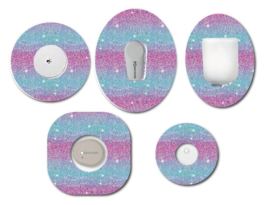 Ombre Pink Purple Glitter Look CGM patch for Freestyle LIbre, Dexcom, Omnipod Continuous Glucose Monitor patches and stickers