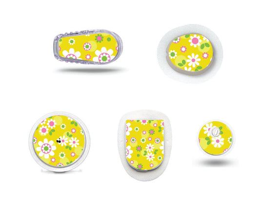 Bright Daisy #2 Tattoo-Stickers for Freestyle LIbre, Dexcom, Omnipod Continuous Glucose Monitor patches and stickers