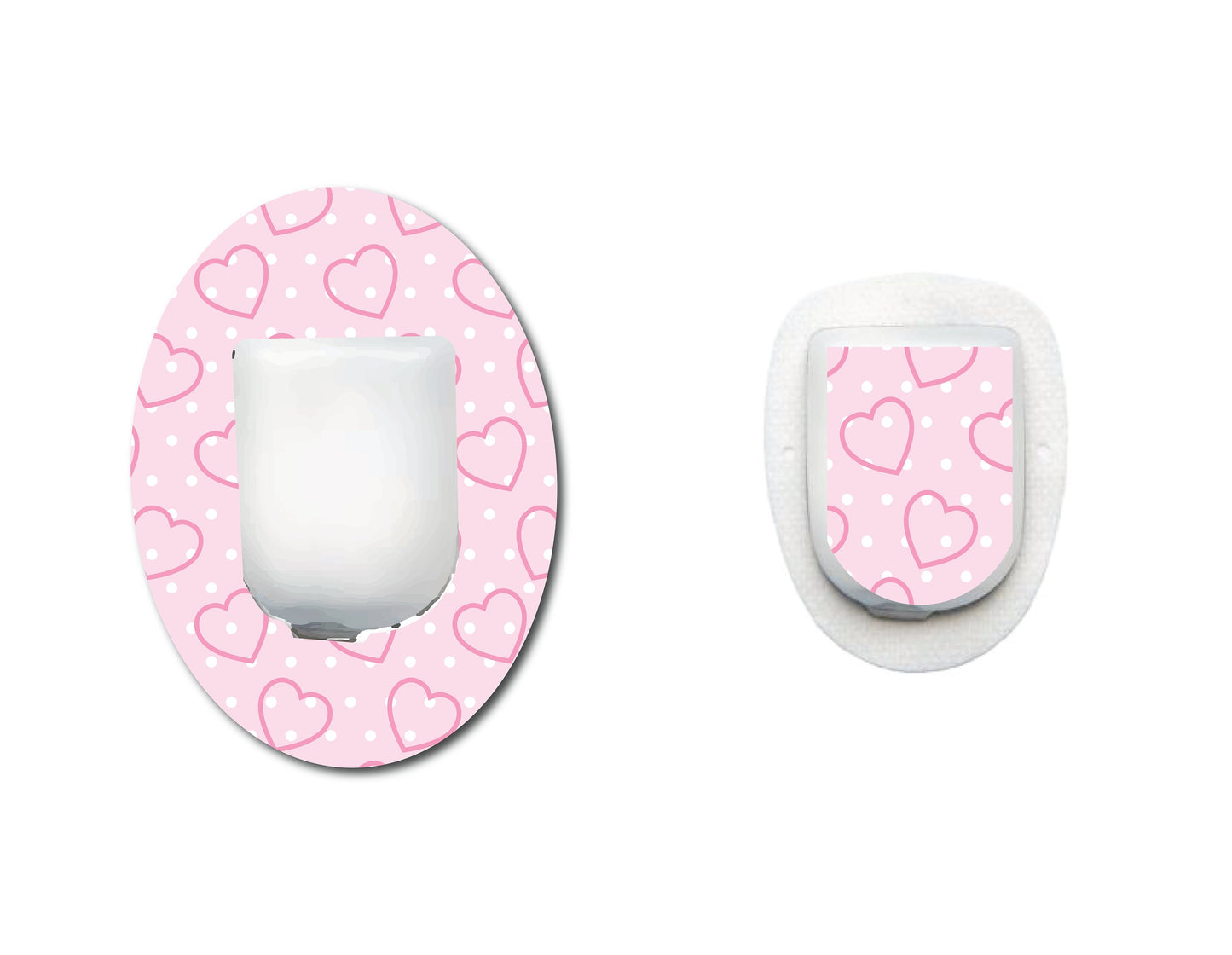 Pretty Pink Hearts Continuous Glucose Monitor (CGM) Decorative Over Patch and Sticker/Tattoo Set