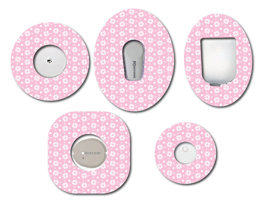 Retro Pink Daisy CGM patch for Freestyle LIbre, Dexcom, Omnipod Continuous Glucose Monitor patches and stickers