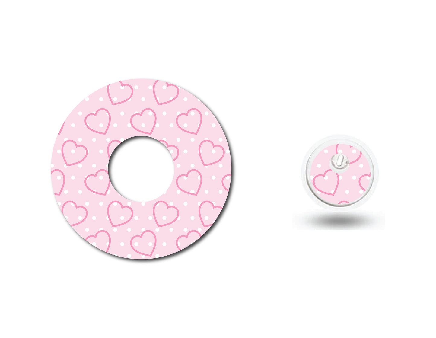 Pretty Pink Hearts Continuous Glucose Monitor (CGM) Decorative Over Patch and Sticker/Tattoo Set