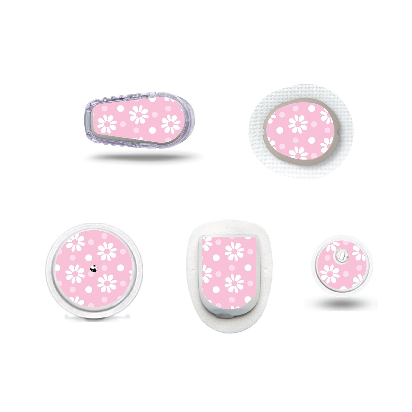 Pink Retro Daisy Stickers for Freestyle LIbre, Dexcom, Omnipod Continuous Glucose Monitor patches and stickers