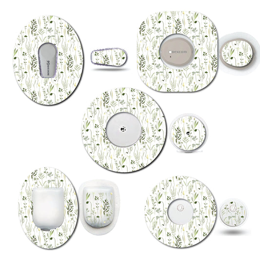 Wildflower #2 Continuous Glucose Monitor (CGM) Decorative Over Patch and Sticker/Tattoo Set