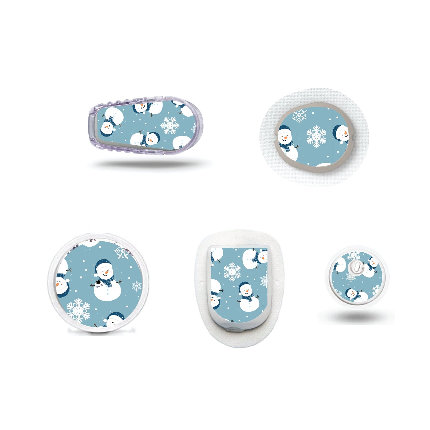 Blue Snowman CGM stickers for Freestyle LIbre, Dexcom, Omnipod Continuous Glucose Monitor patches and stickers