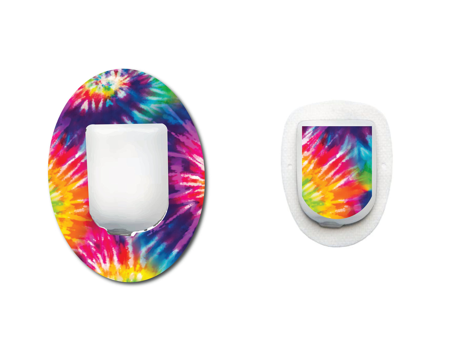 Tie Dye Continuous Glucose Monitor (CGM) Decorative Over Patch and Sticker/Tattoo Set