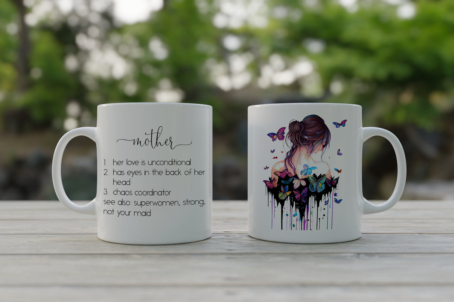 Watercolor Mother Definition Women and Butterfly Coffee Mug, 11oz or 15 oz - Mother's Day Mug #4