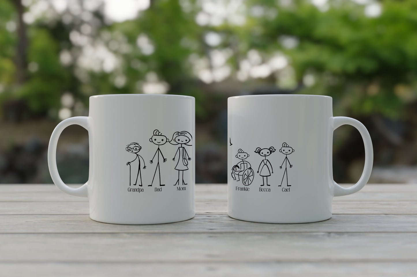 Custom Wheelchair Family Stick Figure Mug, 11 oz. or 15oz Mug, Wheelchair, Gift for Dad, Mother's Day, Father's Day