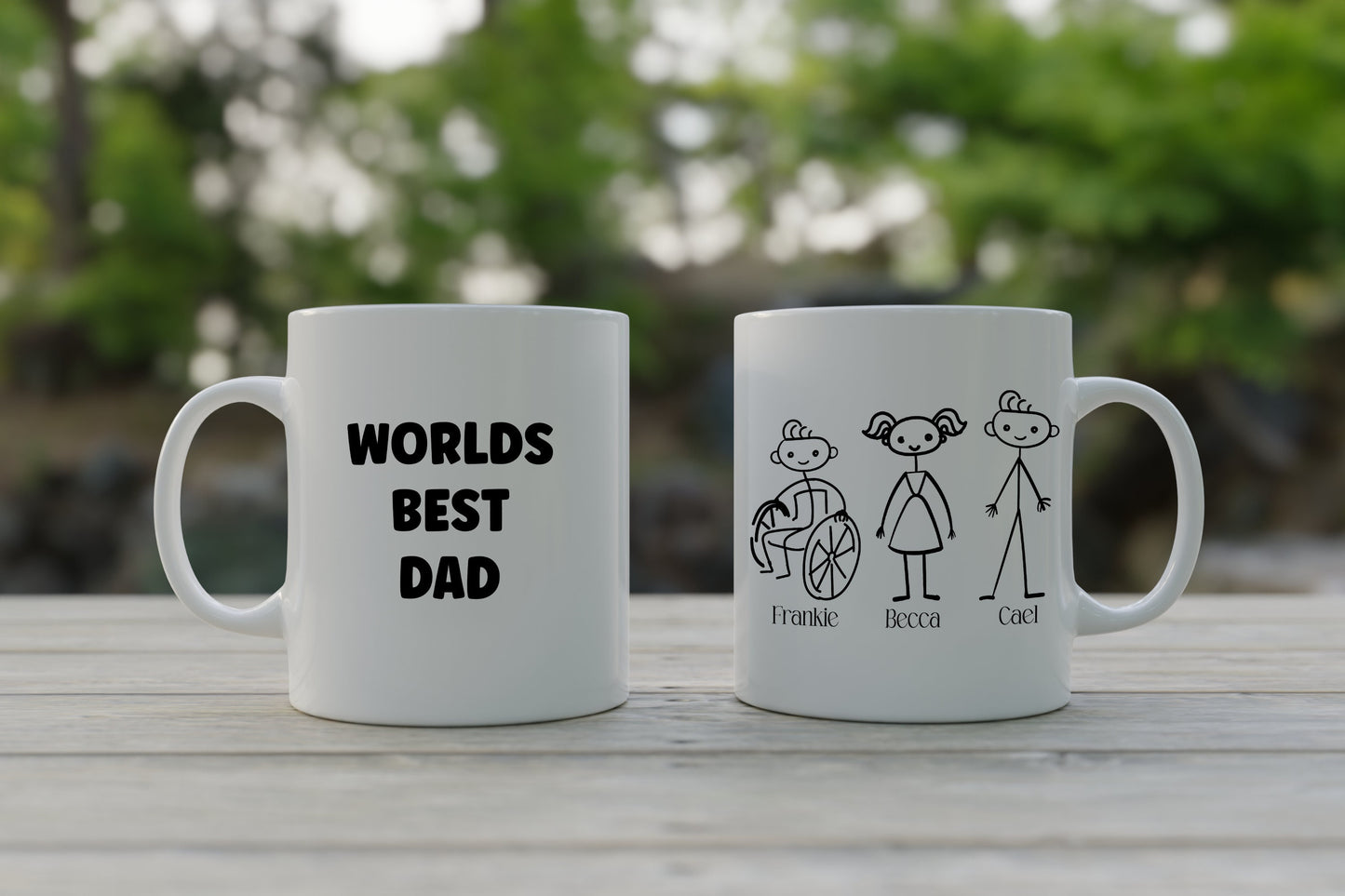 Custom Wheelchair Family Stick Figure Mug, 11 oz. or 15oz Mug, Wheelchair, Gift for Dad, Mother's Day, Father's Day