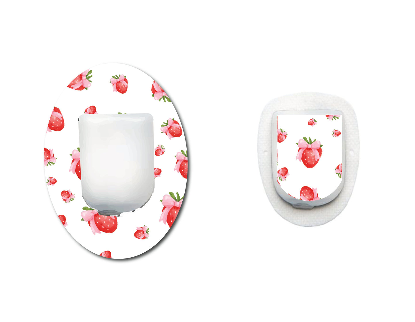 Strawberry Coquette Tossed Continuous Glucose Monitor (CGM) Decorative Over Patch and Sticker/Tattoo Set