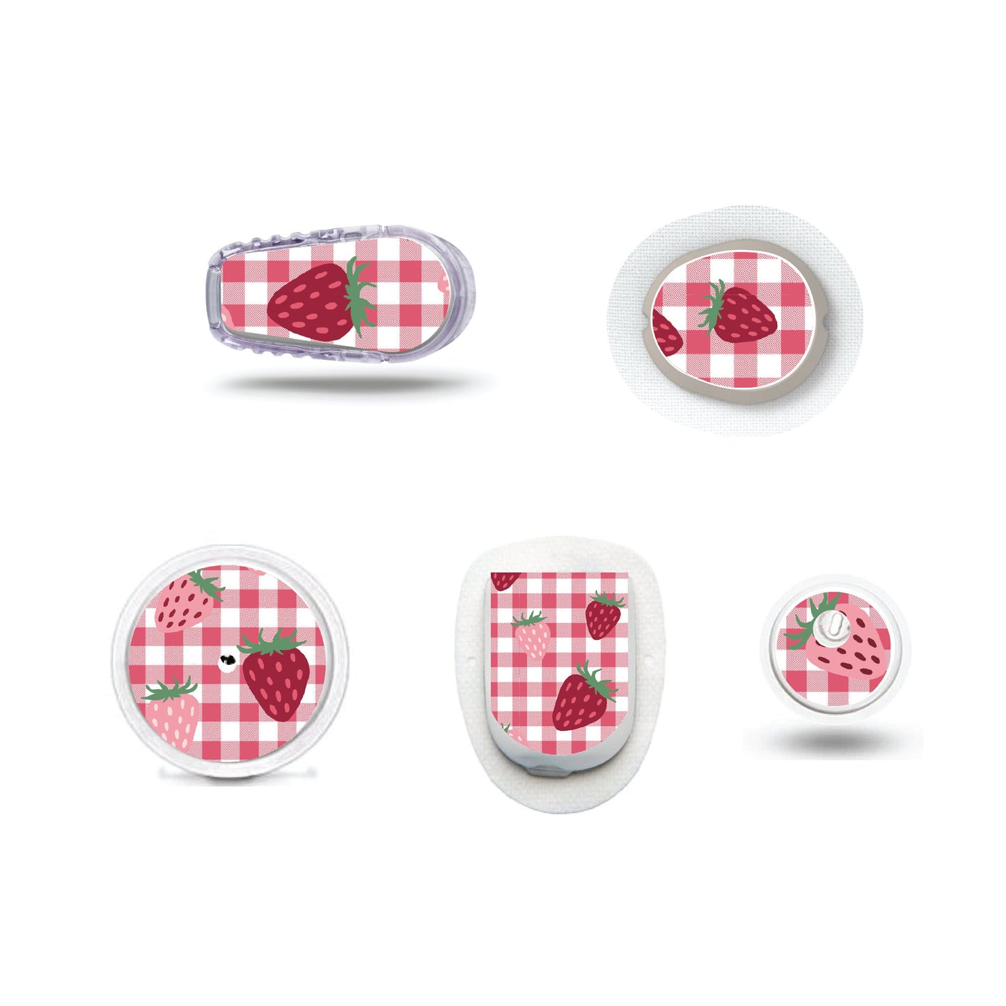 Strawberry Coquette CGM stickers for Freestyle LIbre, Dexcom, Omnipod Continuous Glucose Monitor patches and stickers