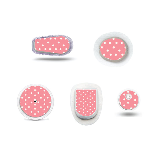 Strawberry Coquette Dark Pink Dots CGM Sensor Sticker for Freestyle Libre, Dexcom, Omnipod Continuous Glucose Monitor