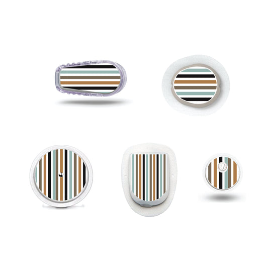 Masculine Stripes CGM stickers for Freestyle LIbre, Dexcom, Omnipod Continuous Glucose Monitor patches and stickers