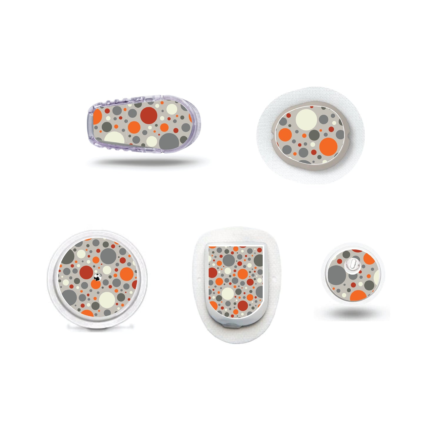 Masculine Orange Dots CGM stickers for Freestyle LIbre, Dexcom, Omnipod Continuous Glucose Monitor patches and stickers