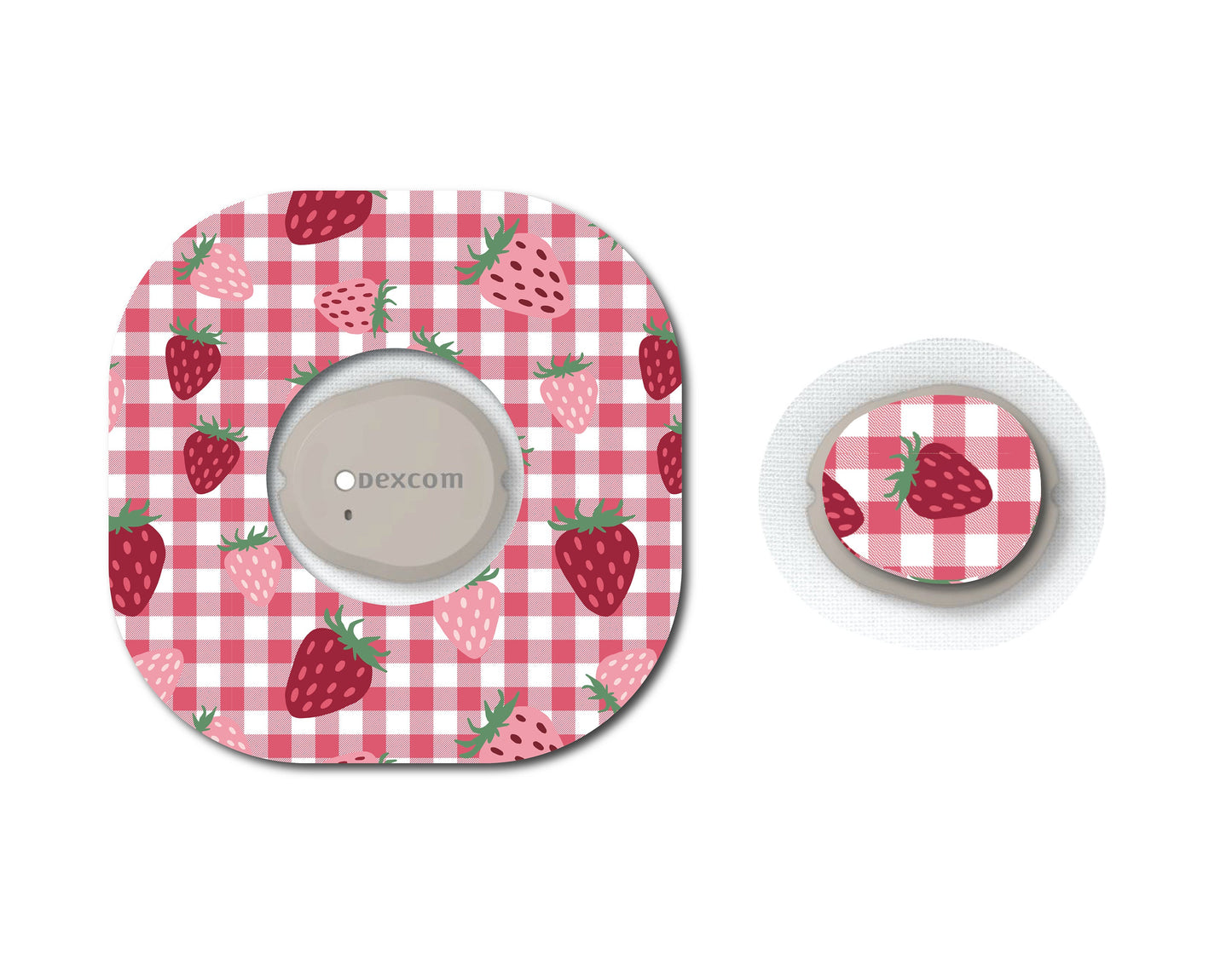 Strawberry Coquette Continuous Glucose Monitor (CGM) Decorative Over Patch and Sticker/Tattoo Set