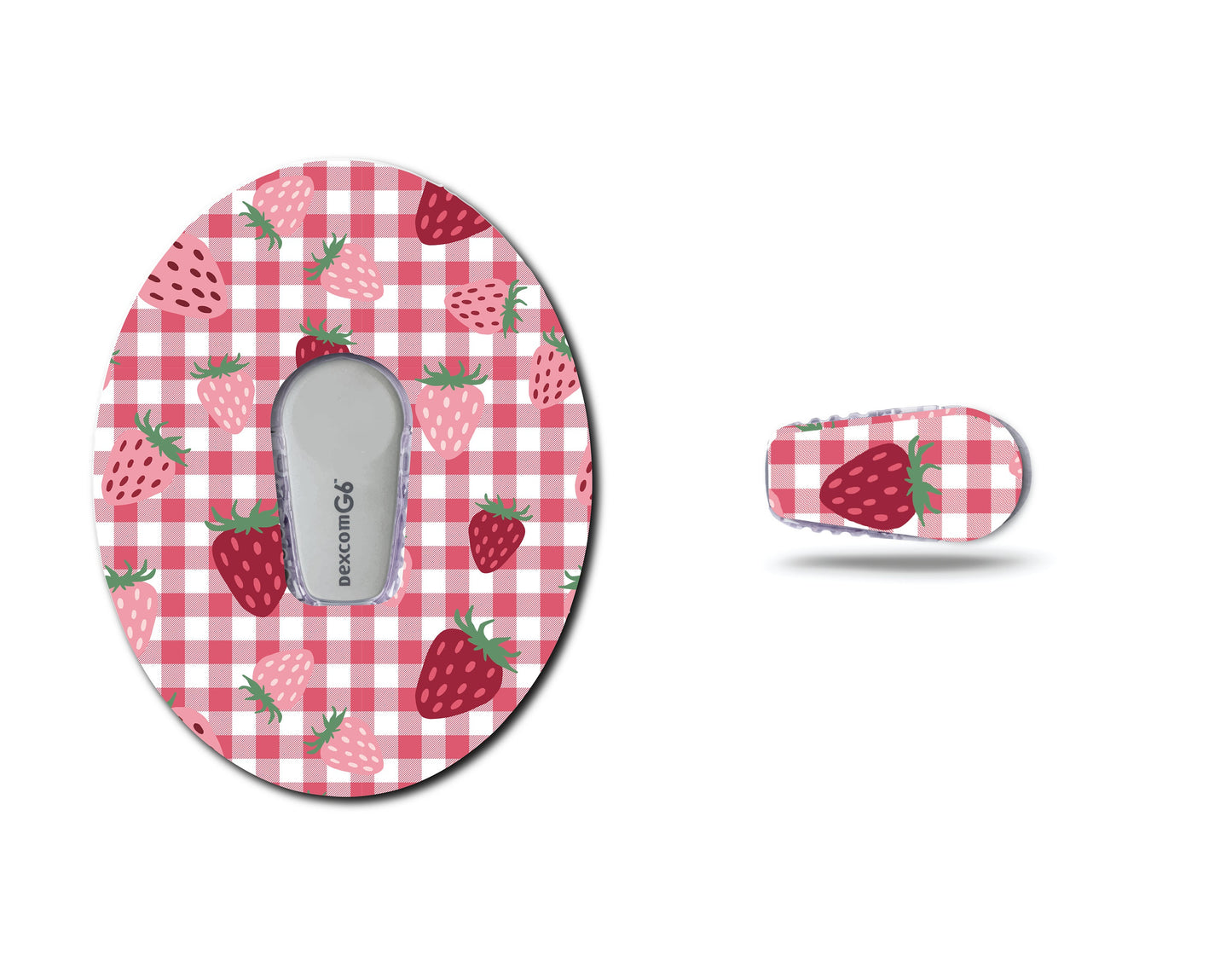 Strawberry Coquette Continuous Glucose Monitor (CGM) Decorative Over Patch and Sticker/Tattoo Set