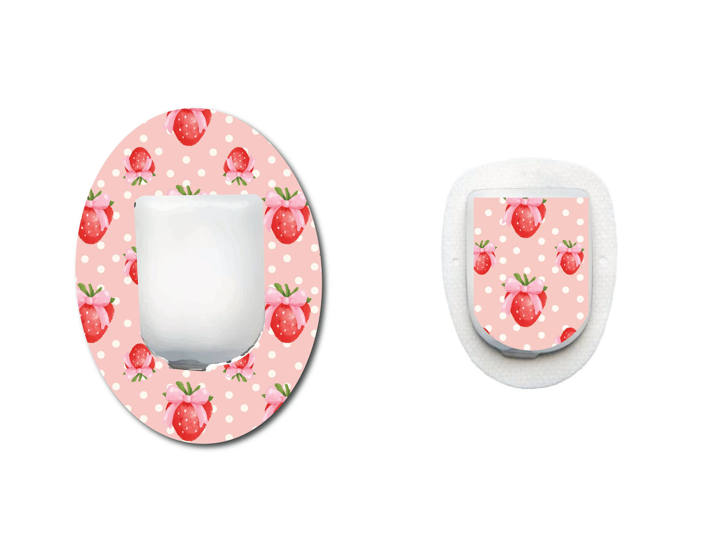 Strawberry Coquettes Berries and Dots Continuous Glucose Monitor (CGM) Decorative Over Patch and Sticker/Tattoo Set