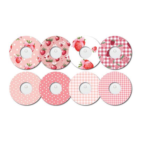 Strawberry Coquette Bundle Freestyle Libre 3- Set of 8 Patch Sticker Overlay for CGM monitor