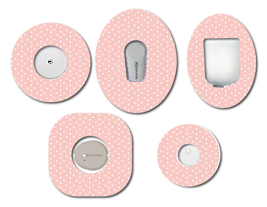 Strawberry Coquette Light Pink Dots CGM patch for Freestyle LIbre, Dexcom, Omnipod Continuous Glucose Monitor patches and stickers