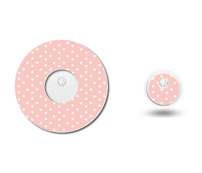 Strawberry Coquette Light Pink Dots Continuous Glucose Monitor (CGM) Decorative Over Patch and Sticker/Tattoo Set