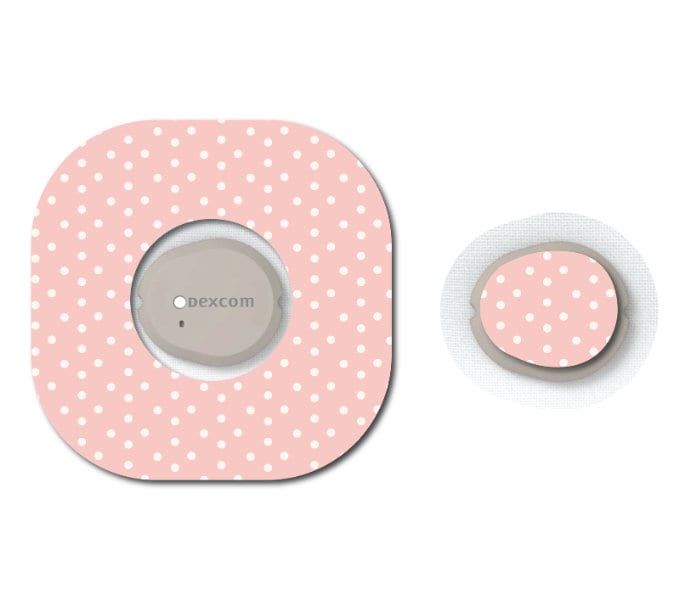 Strawberry Coquette Light Pink Dots Continuous Glucose Monitor (CGM) Decorative Over Patch and Sticker/Tattoo Set