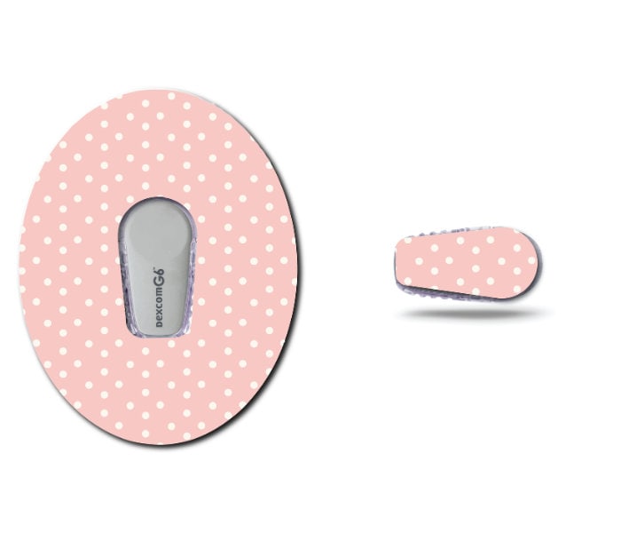 Strawberry Coquette Light Pink Dots Continuous Glucose Monitor (CGM) Decorative Over Patch and Sticker/Tattoo Set