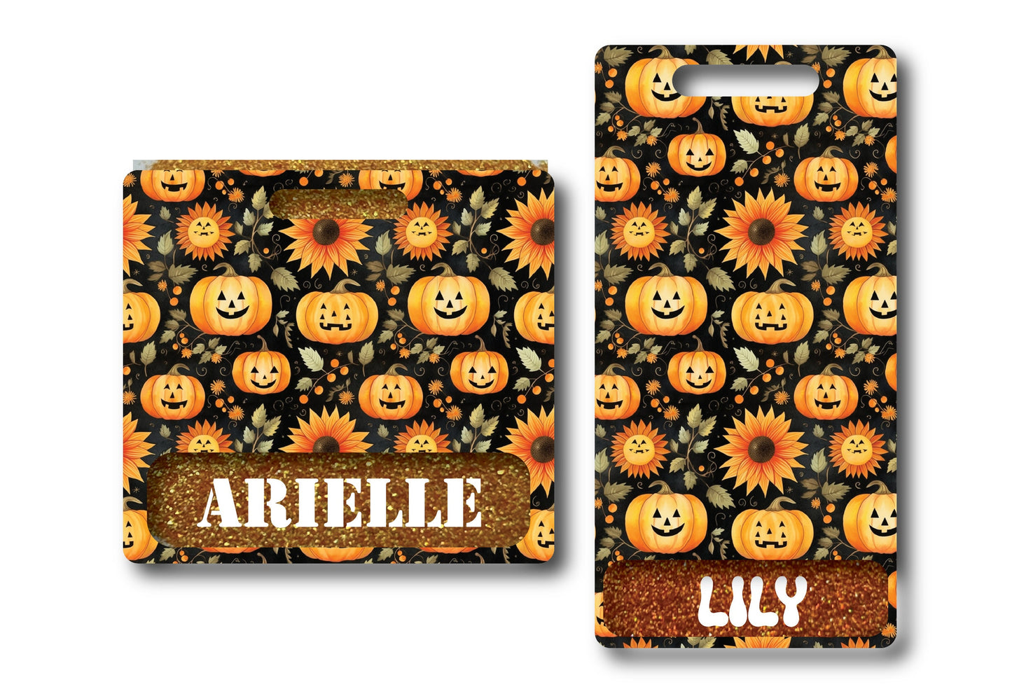 Fall Pumpkins and Sunflowers Badge Buddy - Fall Collection: Vertical or Horizontal, Standard or Extended