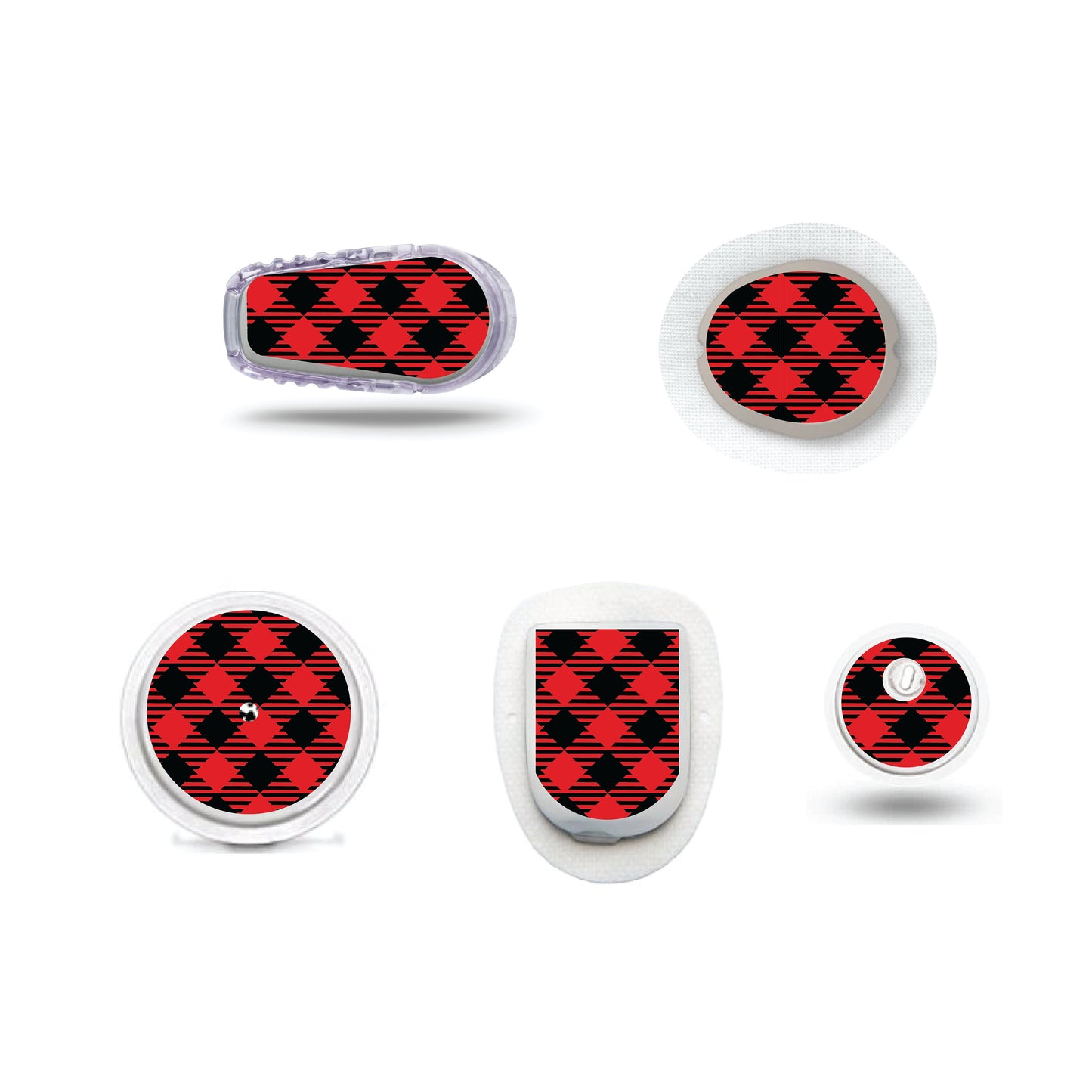 Christmas Buffalo Plaid Sticker for Freestyle Libre, Dexcom, Omnipod Continuous Glucose Monitor patches and stickers