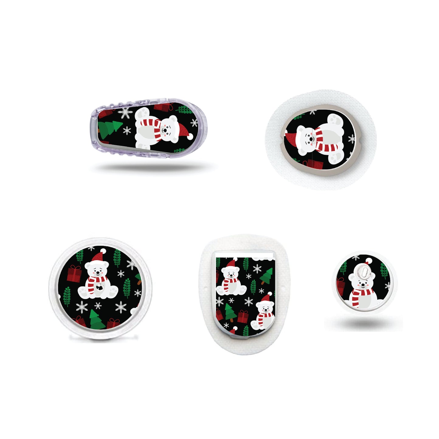 Cute Christmas Bears CGM Sensor Sticker for Freestyle Libre, Dexcom, Omnipod Continuous Glucose Monitor