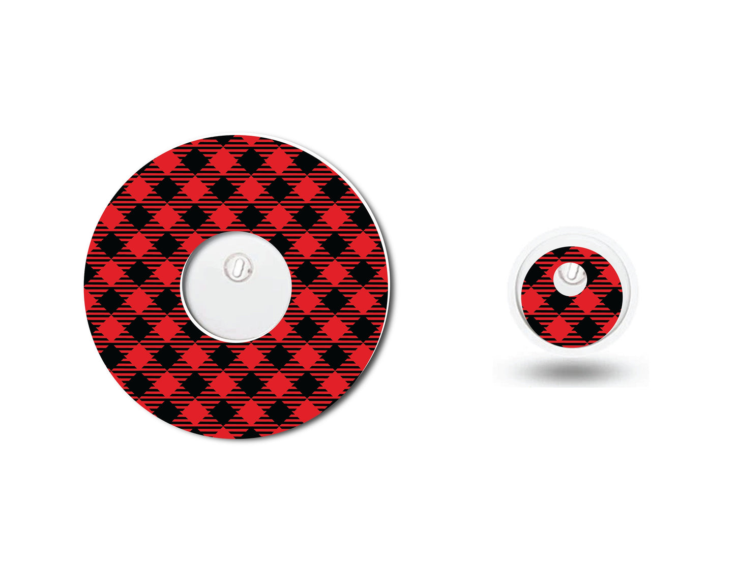 Christmas Buffalo Plaid Continuous Glucose Monitor (CGM) Decorative Over Patch and Sticker/Tattoo Set