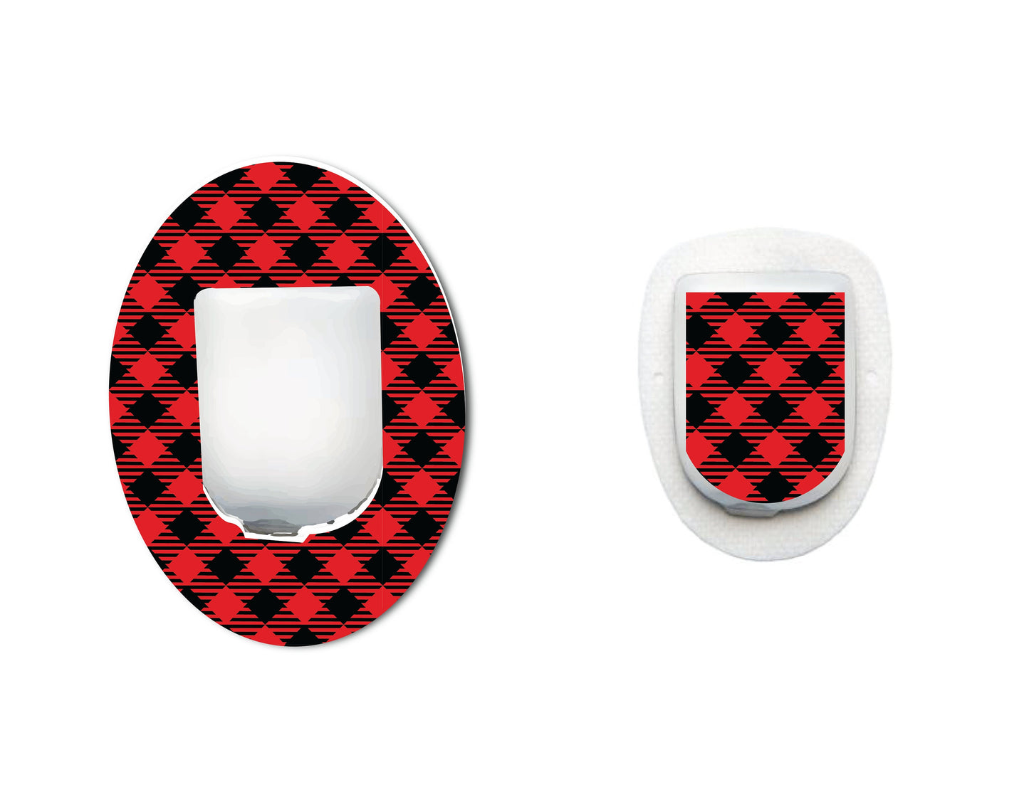 Christmas Buffalo Plaid Continuous Glucose Monitor (CGM) Decorative Over Patch and Sticker/Tattoo Set