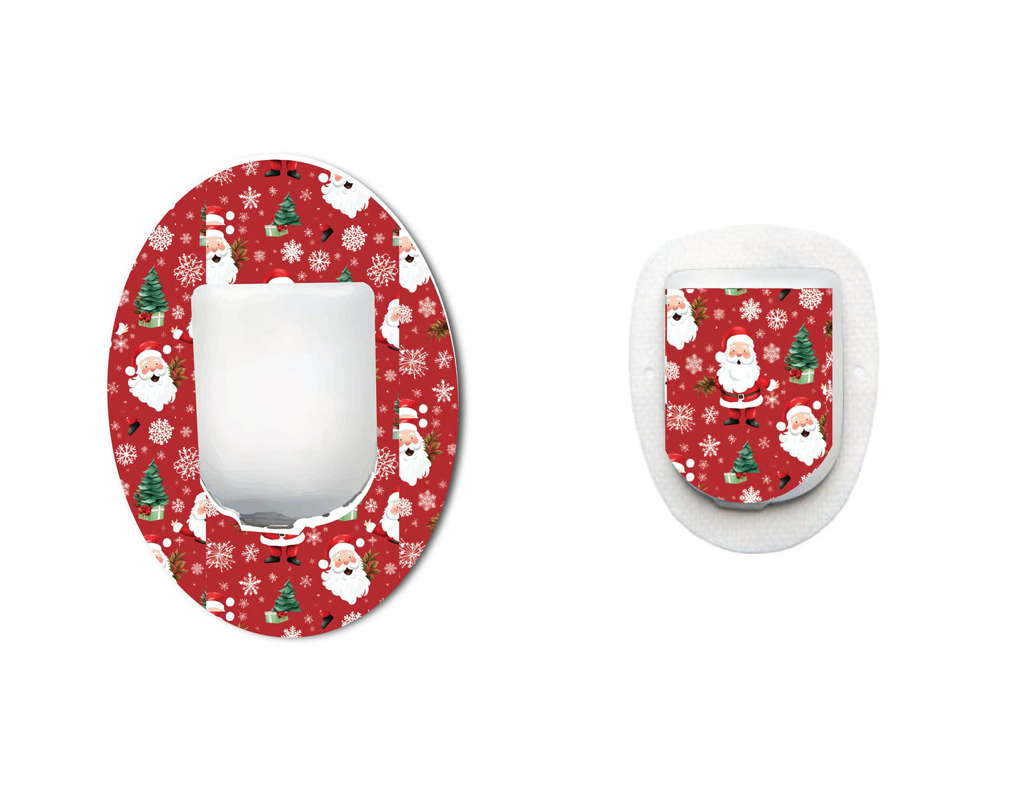 Classic Santa Continuous Glucose Monitor (CGM) Decorative Over Patch and Sticker/Tattoo Set