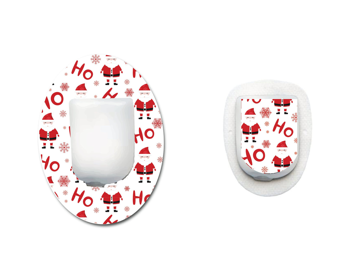 Ho Ho Ho Santa Claus Continuous Glucose Monitor (CGM) Decorative Over Patch and Sticker/Tattoo Set