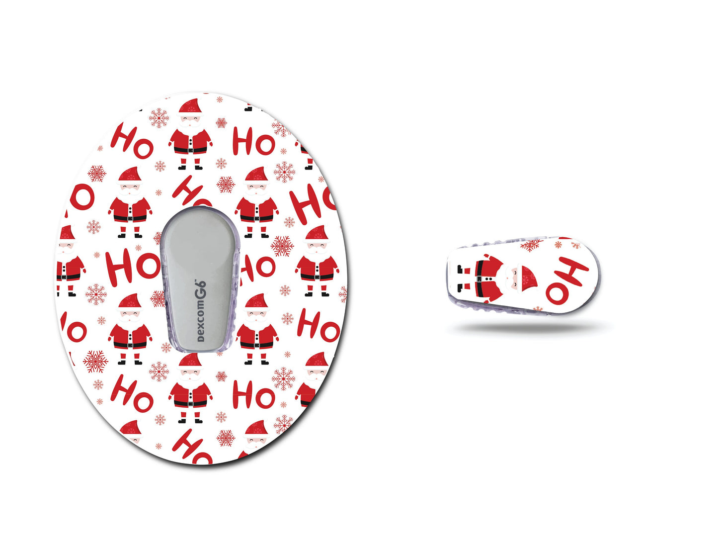 Ho Ho Ho Santa Claus Continuous Glucose Monitor (CGM) Decorative Over Patch and Sticker/Tattoo Set