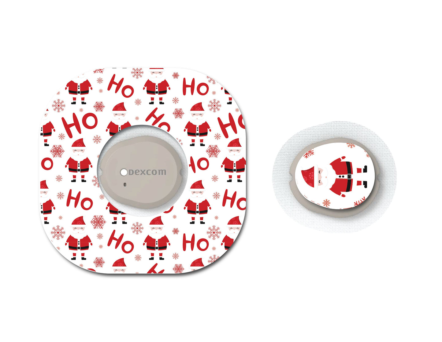 Ho Ho Ho Santa Claus Continuous Glucose Monitor (CGM) Decorative Over Patch and Sticker/Tattoo Set