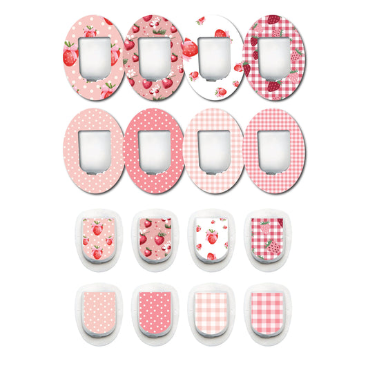 Strawberry Coquette Patches and Stickers Bundle Omnipod- Set of 8