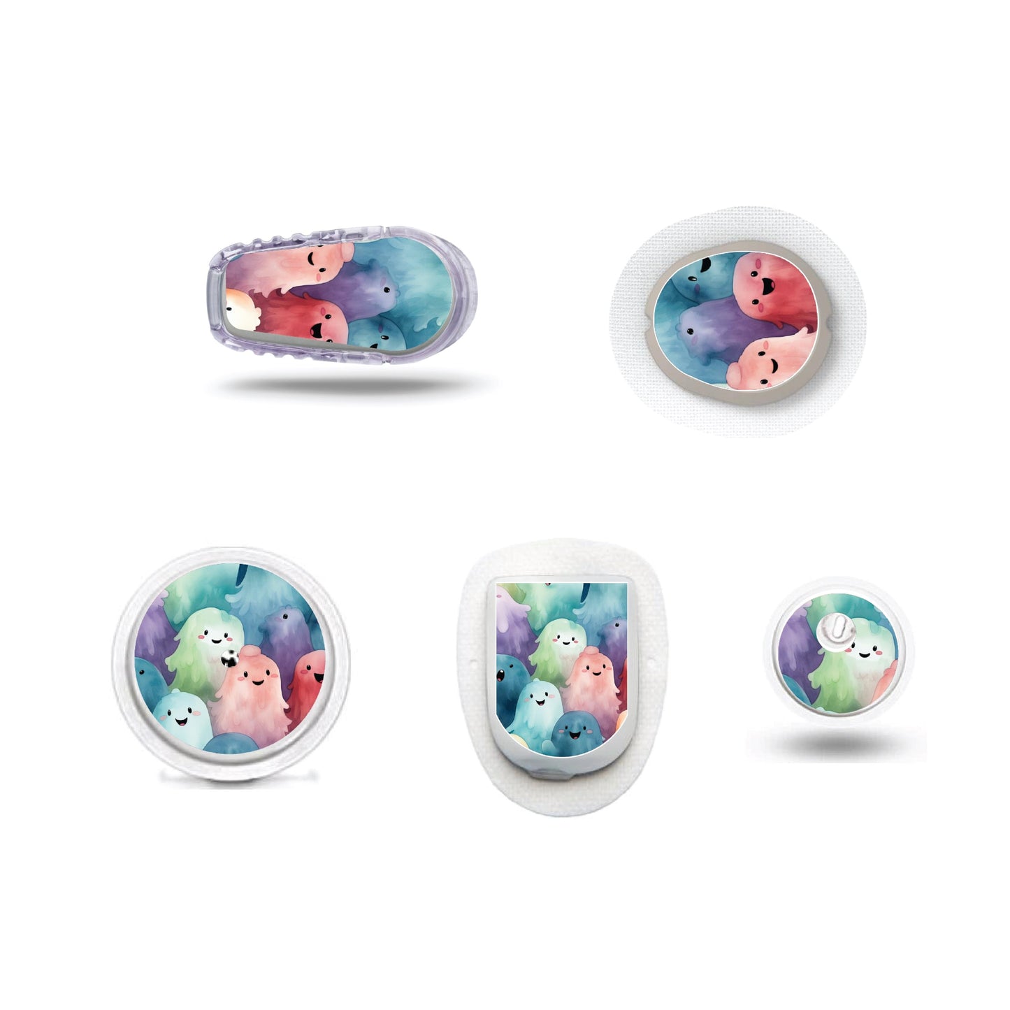 Pastel Ghosts CGM Sensor Sticker for Freestyle Libre, Dexcom, Omnipod Continuous Glucose Monitor