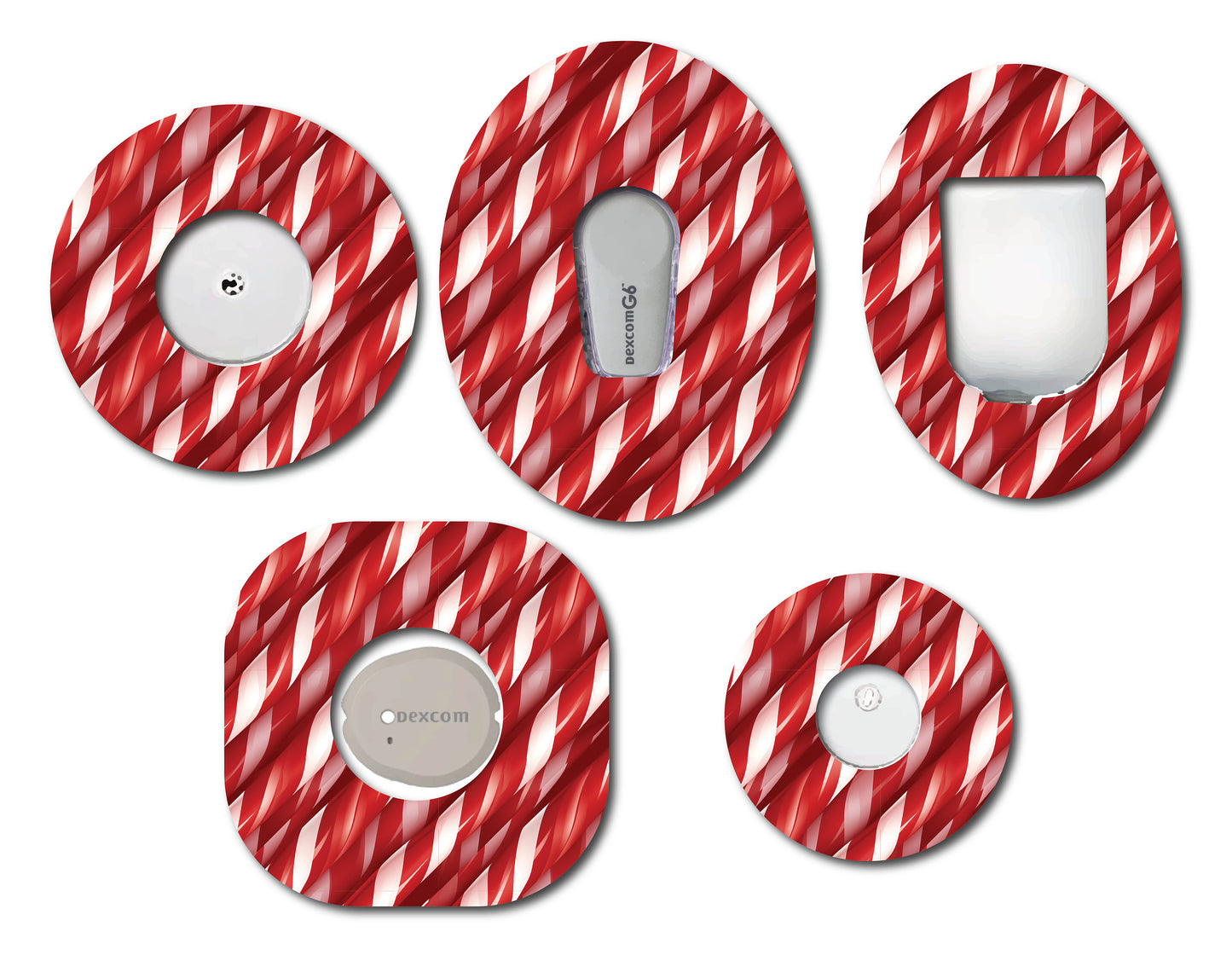 Candy Cane CGM patch for Freestyle Libre, Dexcom, Omnipod Continuous Glucose Monitor patches and stickers