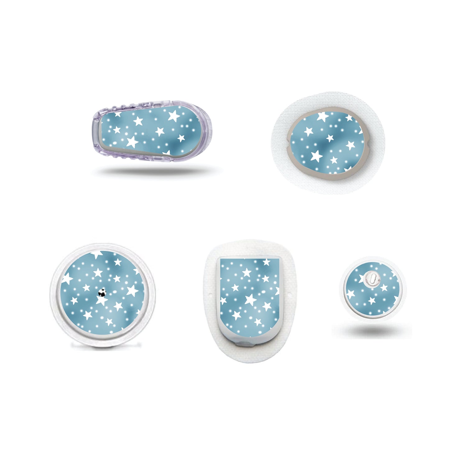 Blue Christmas Collection Starry Night Stars Sticker for Freestyle Libre, Dexcom, Omnipod Continuous Glucose Monitor patches and stickers