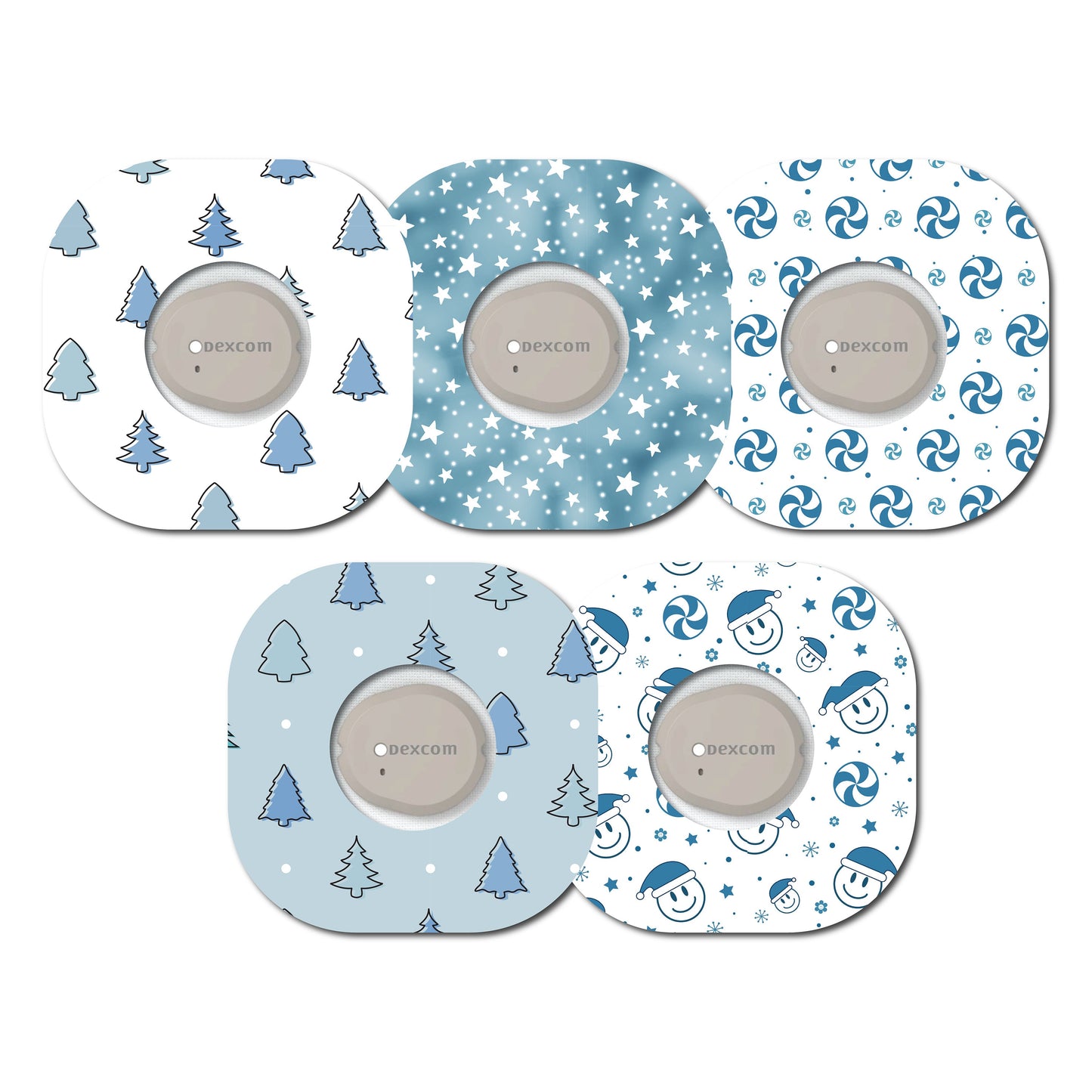 Blue Christmas Collection Dexcom G7- Set of 5 Patches