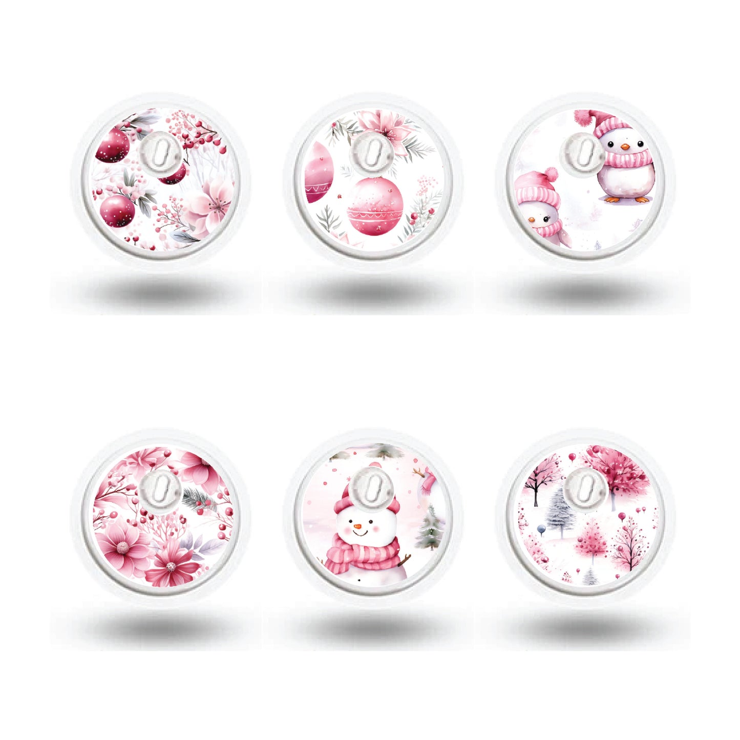 Pink Christmas Collection Patch and Sticker Bundle Freestyle Libre 3-Set of 6 Patch Sticker Overlay for CGM monitor