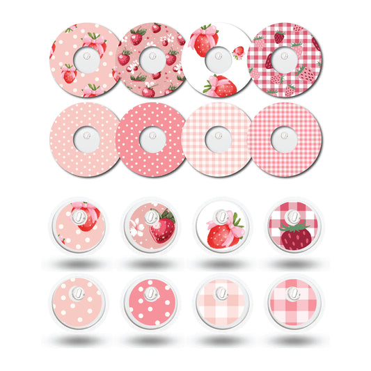 Strawberry Coquette Patches and Stickers Bundle Freestyle Libre 3- Set of 8 Patch Sticker Overlay for CGM monitor