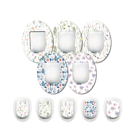 Wildflower Collection Patch and Sticker Bundle Omnipod- Set of 5 Patch Sticker Overlay for CGM monitor