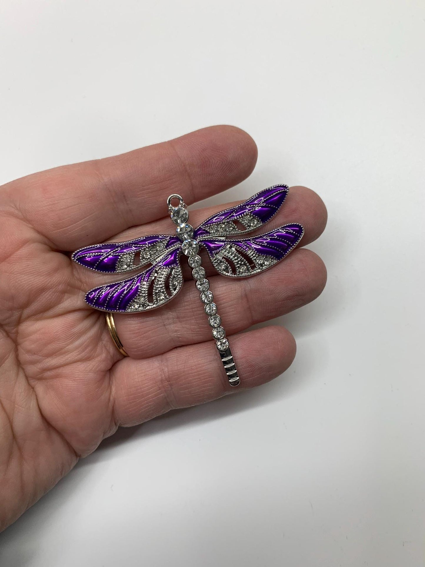 Purple Dragonfly and Baby Ornament - Rear View Mirror Accessory, Necklace, Keychain