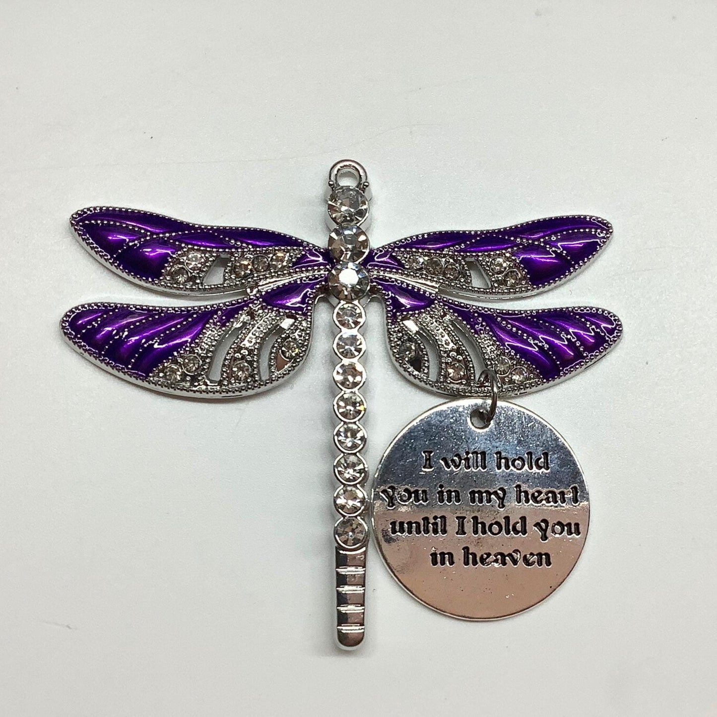 Purple Dragonfly Memorial Ornament - I Will Hold You in my Heart