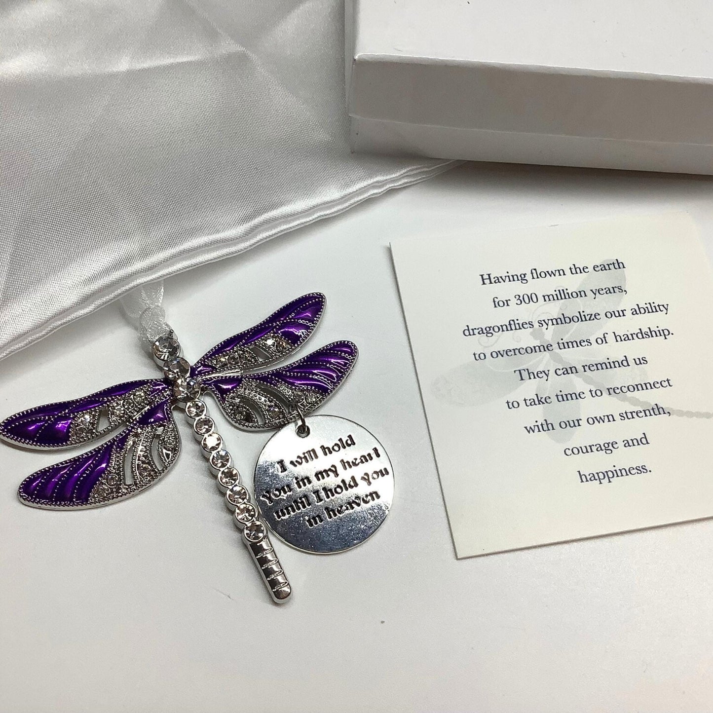 Purple Dragonfly Memorial Ornament - I Will Hold You in my Heart